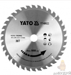 Диск пильный по дереву YATO 185х20x2.2х1.5 мм 36 зубцов YT-60622