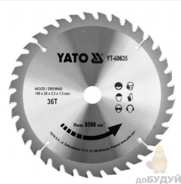 Диск пильный по дереву YATO 190х20x2.2х1.5 мм 36 зубцов YT-60635