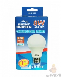 Лампа RIGHT HAUSEN LED Soft line A60 8W E27 4000K HN-251020