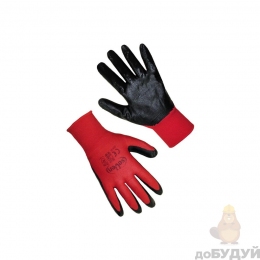 Рукавички SEVEN червоно-чорні з нітриловим покриттям
