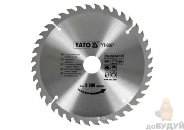 Диск пильный по дереву YATO 210х30x3.2х2.2 мм 40 зубцов YT-6067