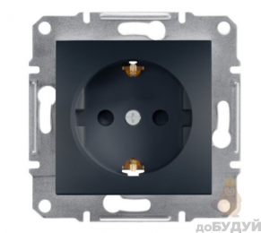 Розетка з замлен.та з/штор антрацит Asfora EPH2900271